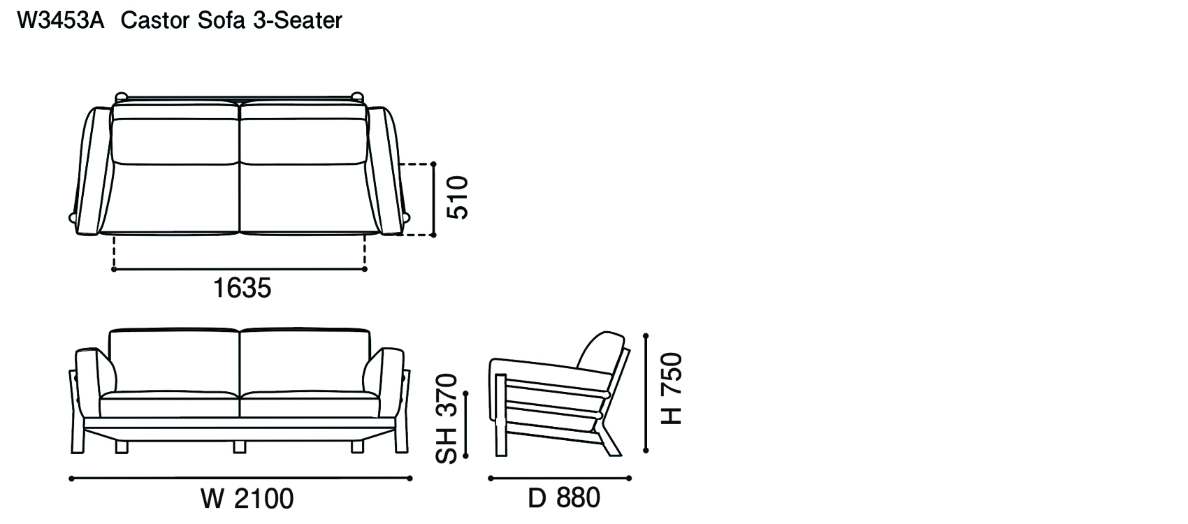 カリモク　スクエアスツール　ヴィンテージ　オットマン　本革　レザー　NiG Castor Sofa 3-Seater Leather ‒ KARIMOKU NEW STANDARD (KNS)