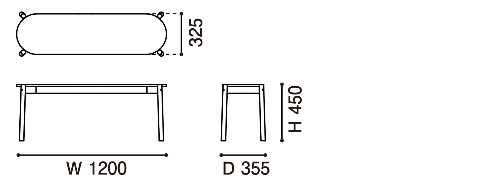 Castor Dining Bench ‒ KARIMOKU NEW STANDARD (KNS)