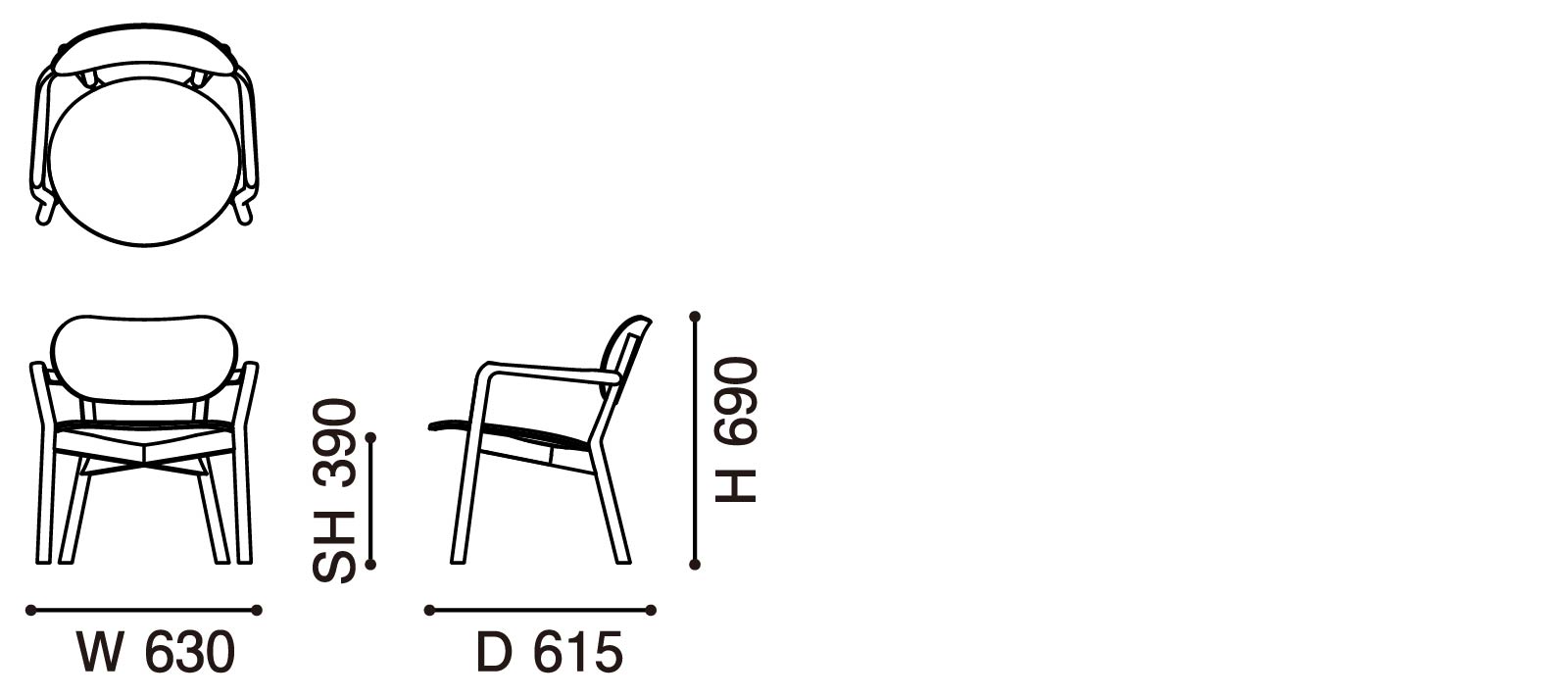 Castor Low Chair ‒ KARIMOKU NEW STANDARD (KNS)