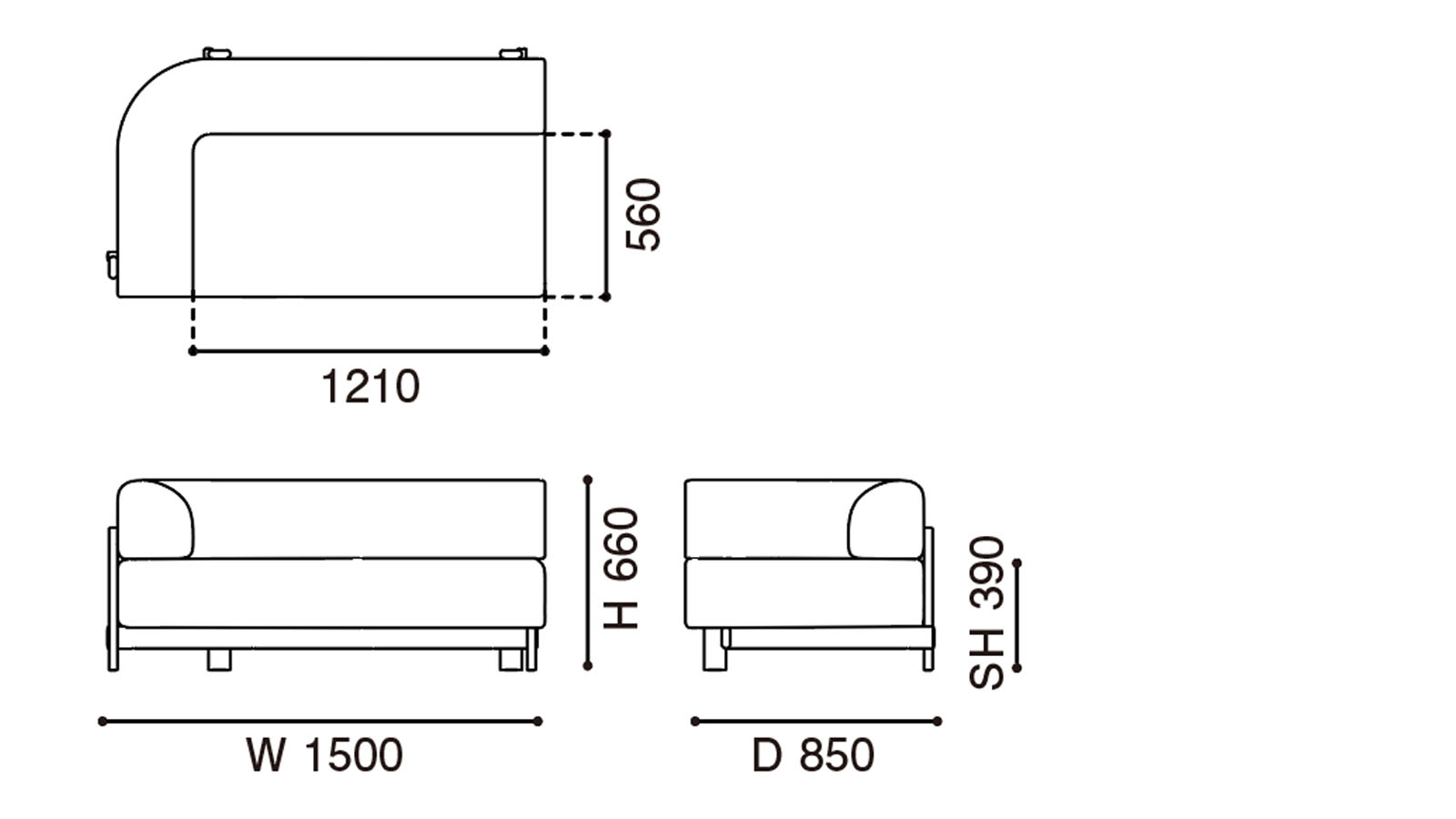 Elephant Sofa 2-Seater Right Arm / Corner ‒ KARIMOKU NEW STANDARD
